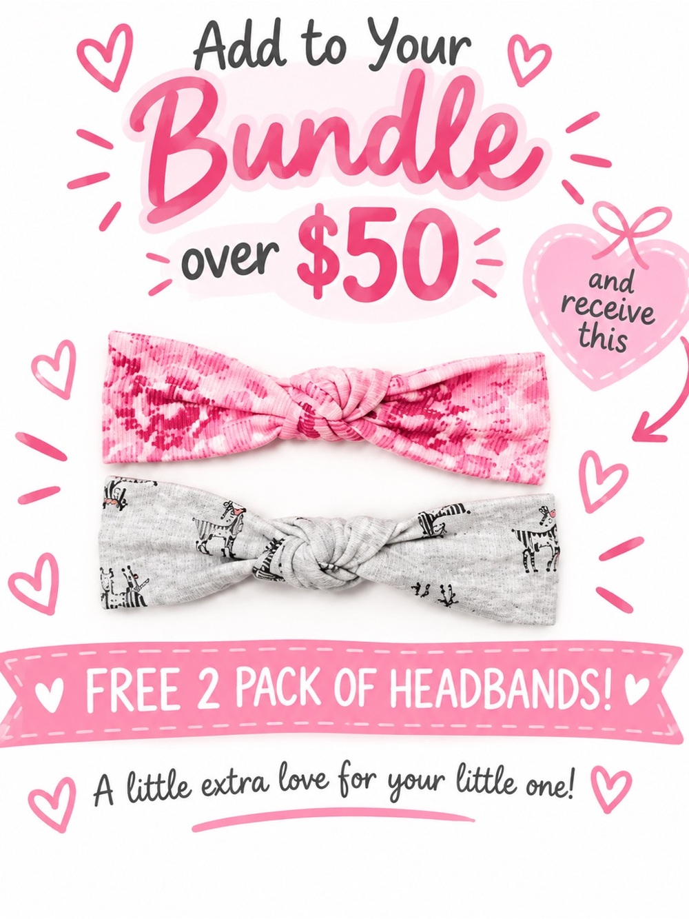 FREE - Catherine Malandrino Baby 2PC Headband Set When You Add in Bundle $50